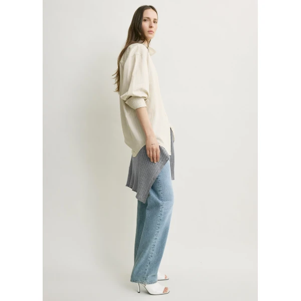 Toteme Oversized striped shirt in Yellow / Sky, view 3
