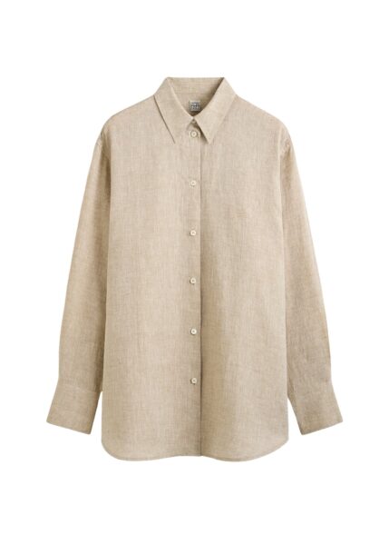 Totême Oversized summer shirt in Natural - Tops - Scandinavian Minimalist Luxury at Luxury Shoes 