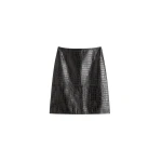 Toteme Paneled croco-embossed skirt in Dark brown