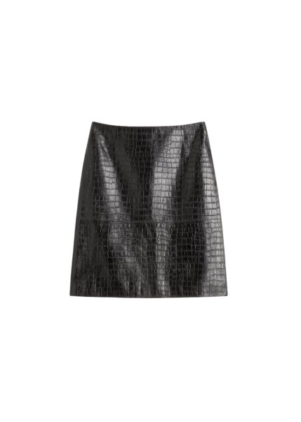 Totême Paneled croco-embossed skirt in Dark brown - Skirts - Scandinavian Minimalist Luxury at Luxury Shoes 