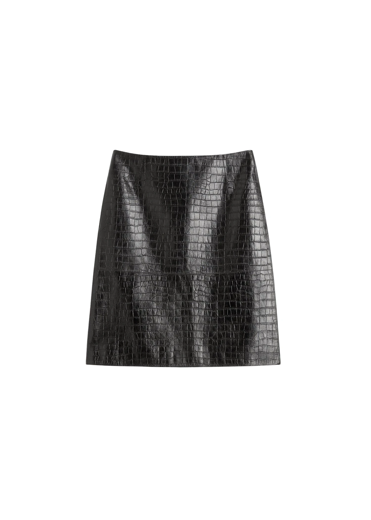 Toteme Paneled croco-embossed skirt in Dark brown