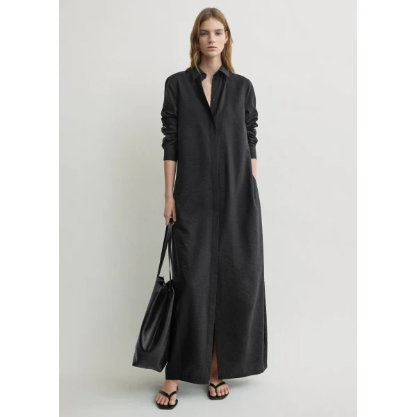 Toteme Parachute shirtdress in Black Dress, view 2
