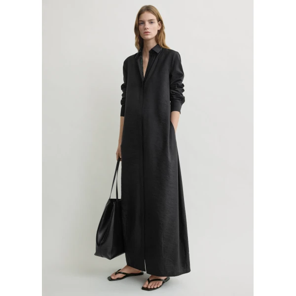 Toteme Parachute shirtdress in Black Dress, view 3