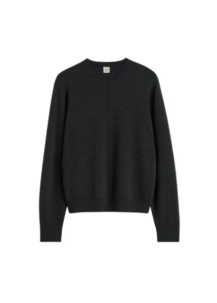 Totême Pintucked sweater charcoal in Charcoal melange - Knitwear - Scandinavian Minimalist Luxury at Luxury Shoes 