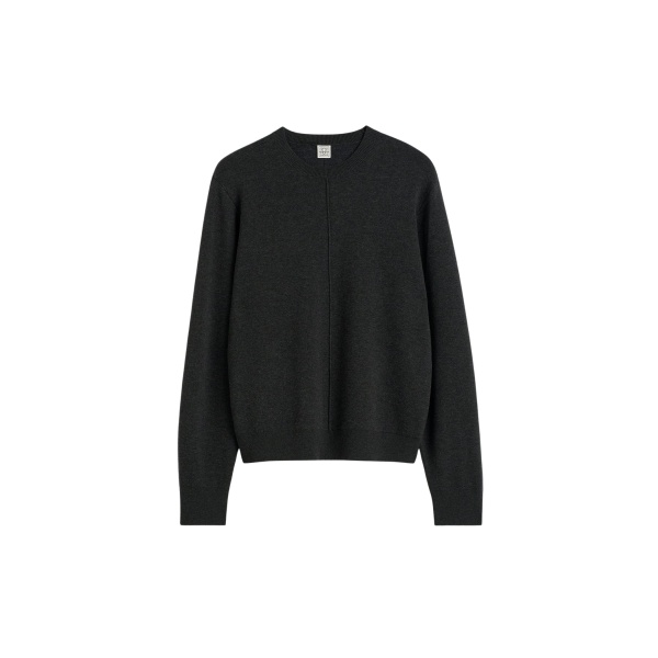 Totême Pintucked sweater charcoal in Charcoal melange - Knitwear - Scandinavian Minimalist Luxury at Luxury Shoes 