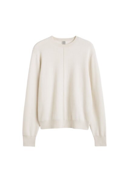 Totême Pintucked sweater in Ecru - Knitwear - Scandinavian Minimalist Luxury at Luxury Shoes 