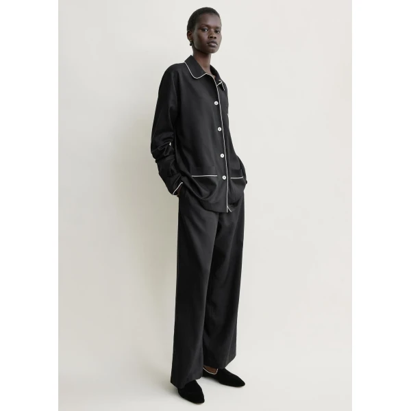 Toteme Piped pj top in Black, view 2