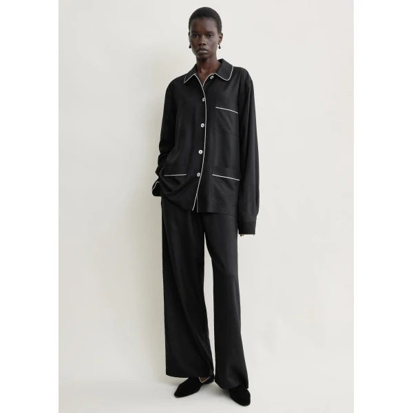 Toteme Piped pj top in Black, view 3