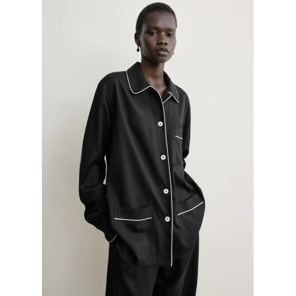 Toteme Piped pj top in Black, view 5