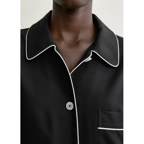 Toteme Piped pj top in Black, view 6