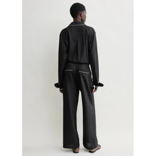 Toteme Piped silk trousers in Black, view 4