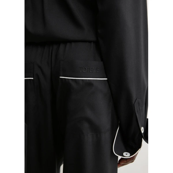 Toteme Piped silk trousers in Black, view 6