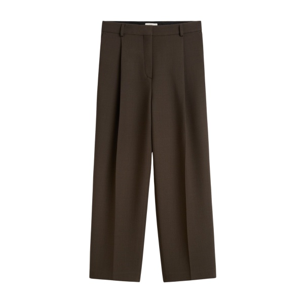 Totême Pleated straight trousers in Bark - Pants - Scandinavian Minimalist Luxury at Luxury Shoes 