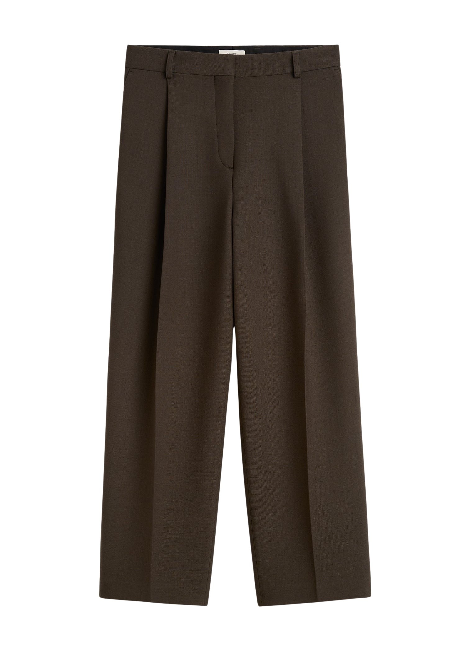 Totême Pleated straight trousers in Bark - Pants - Scandinavian Minimalist Luxury at Luxury Shoes 