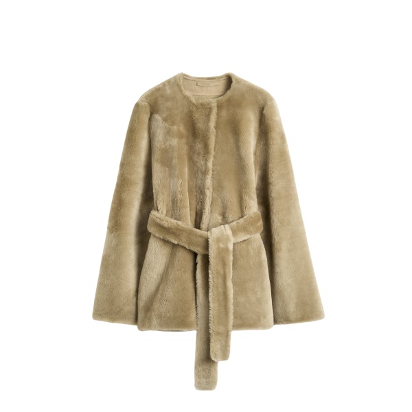 Totême Plush shearling jacket in Rye - Jackets - Scandinavian Minimalist Luxury at Luxury Shoes 