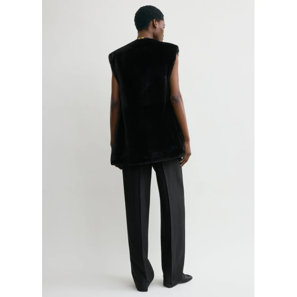 Toteme Plush shearling vest in Black, view 4
