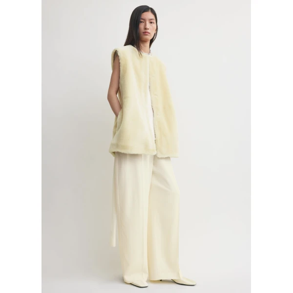Toteme Plush shearling vest in Ecru, view 2