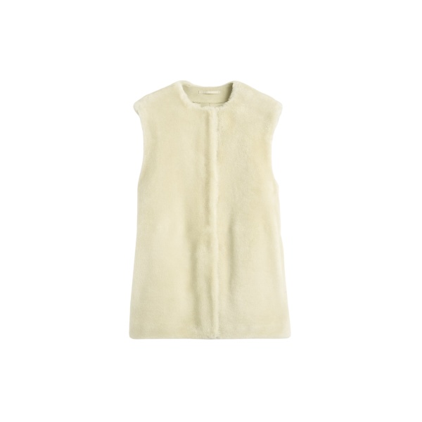 Totême Plush shearling vest in Ecru - Jackets - Scandinavian Minimalist Luxury at Luxury Shoes 
