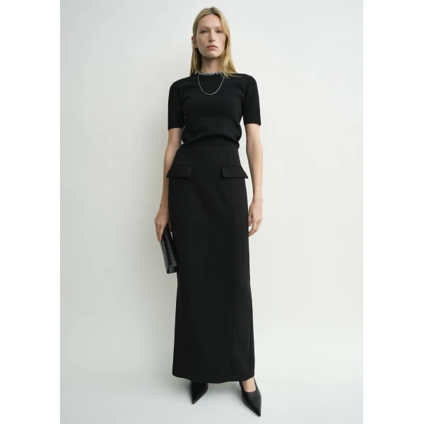 Toteme Pocket suit skirt in Black, view 3