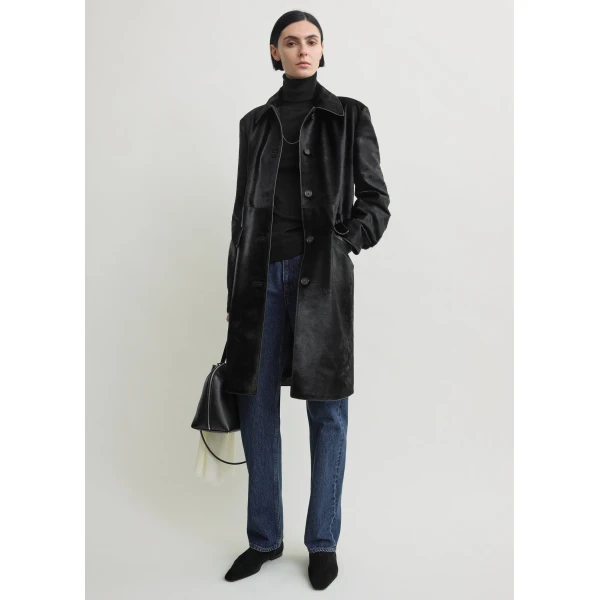 Toteme Pony hair coat in Black, view 2