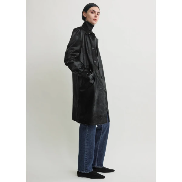 Toteme Pony hair coat in Black, view 3