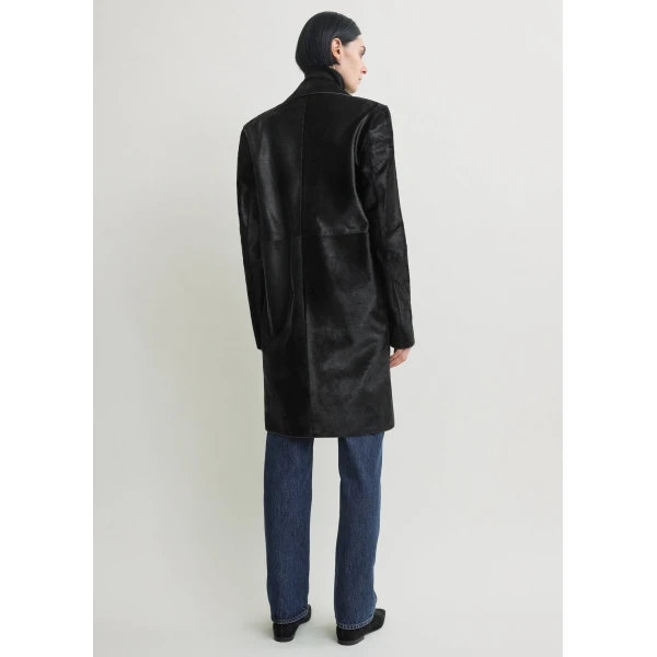Toteme Pony hair coat in Black, view 4