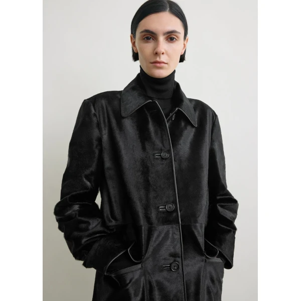 Toteme Pony hair coat in Black, view 5