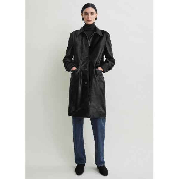 Toteme Pony hair coat in Black, view 6