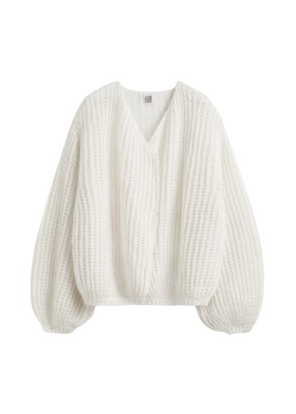 Totême Puffed cardigan off-white in Off white - Knitwear - Scandinavian Minimalist Luxury at Luxury Shoes 