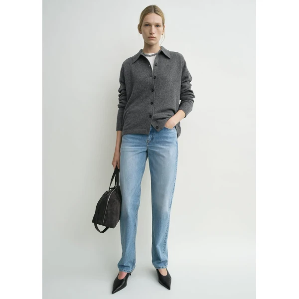 Toteme Raglan-sleeve cashmere cardigan dark grey in Dark grey melange, view 2