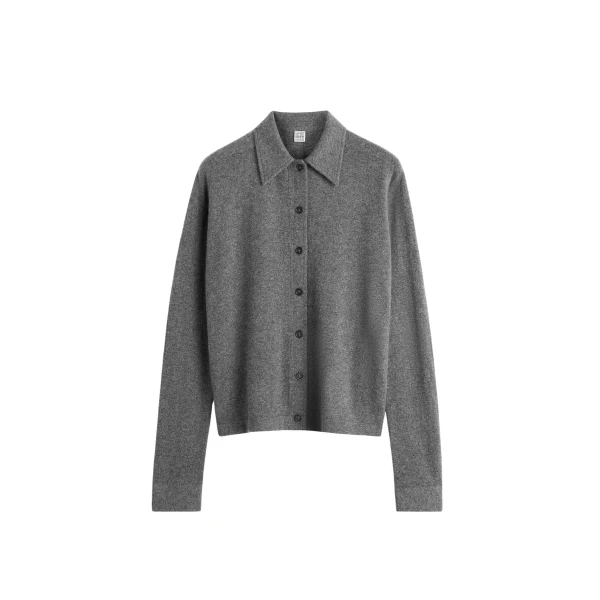 Toteme Raglan-sleeve cashmere cardigan dark grey in Dark grey melange