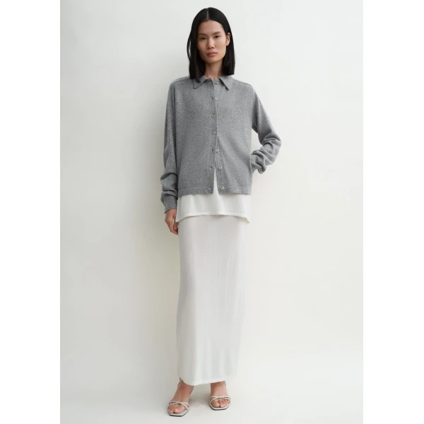 Toteme Raglan-sleeve cashmere cardigan grey melange in Dark grey melange, view 2