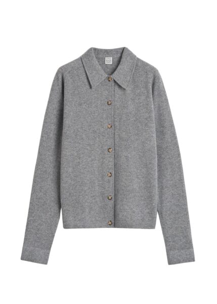 Totême Raglan-sleeve cashmere cardigan grey melange in Dark grey melange - Knitwear - Scandinavian Minimalist Luxury at Luxury Shoes 