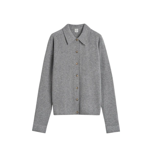 Toteme Raglan-sleeve cashmere cardigan grey melange in Dark grey melange