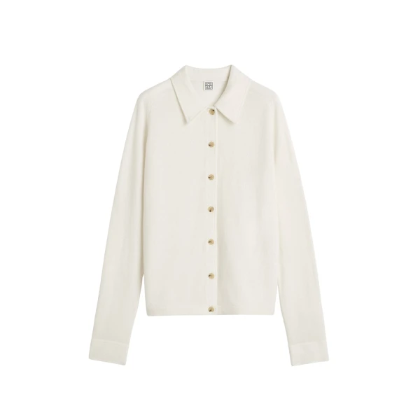 Toteme Raglan-sleeve cashmere cardigan in Talc
