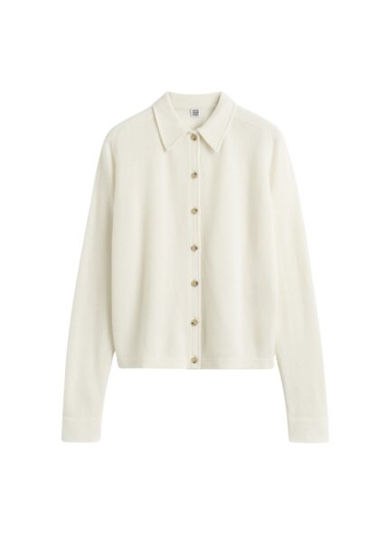 Totême Raglan-sleeve cashmere cardigan in White - Knitwear - Scandinavian Minimalist Luxury at Luxury Shoes 