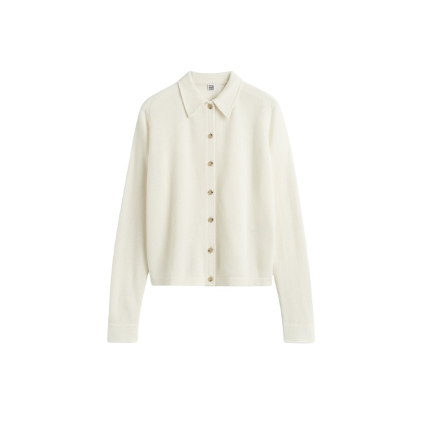 Totême Raglan-sleeve cashmere cardigan in White - Knitwear - Scandinavian Minimalist Luxury at Luxury Shoes 