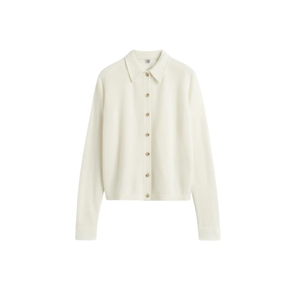 Toteme Raglan-sleeve cashmere cardigan in White