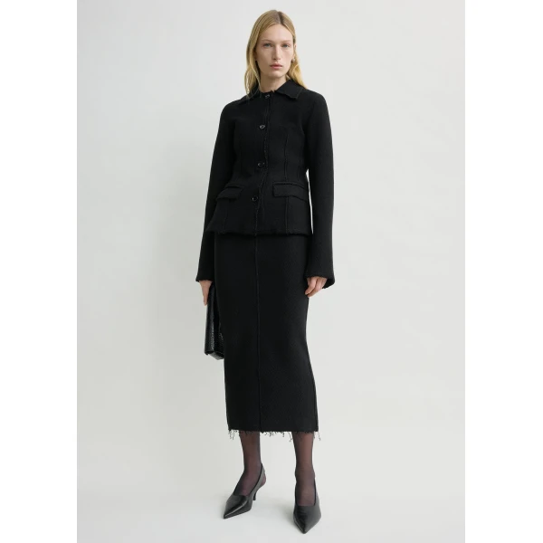 Toteme Raw hem cotton jacket in Black, view 3