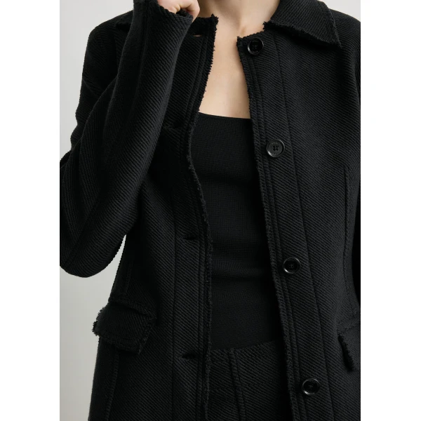 Toteme Raw hem cotton jacket in Black, view 6