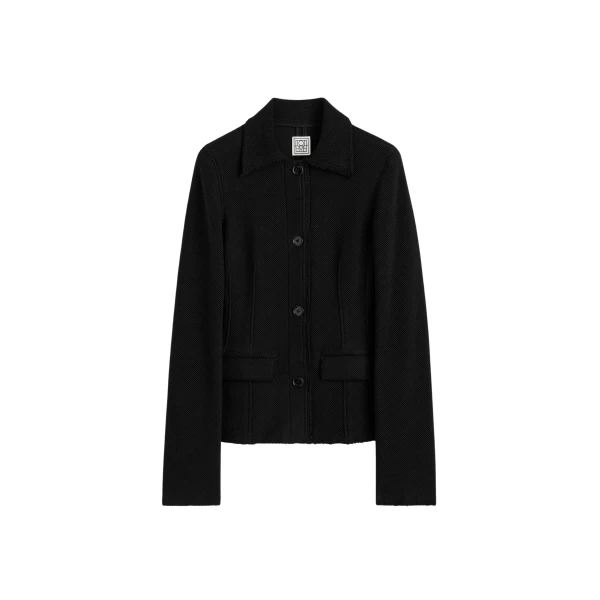 Toteme Raw hem cotton jacket in Black