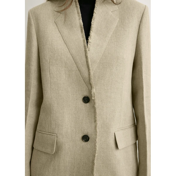 Toteme Raw lapel jacket in Beige, view 6