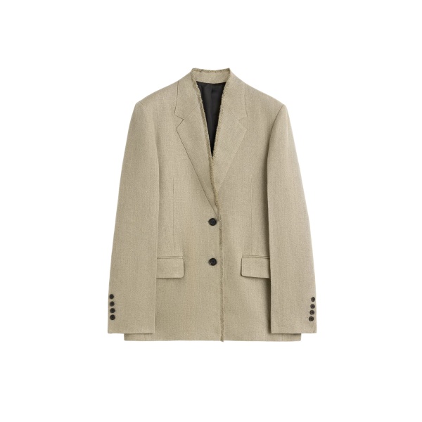 Totême Raw lapel jacket in Beige - Jackets - Scandinavian Minimalist Luxury at Luxury Shoes 