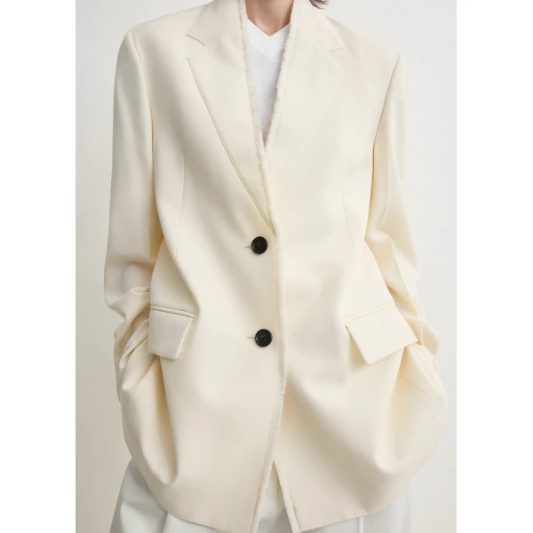 Toteme Raw lapel jacket in Ecru, view 6