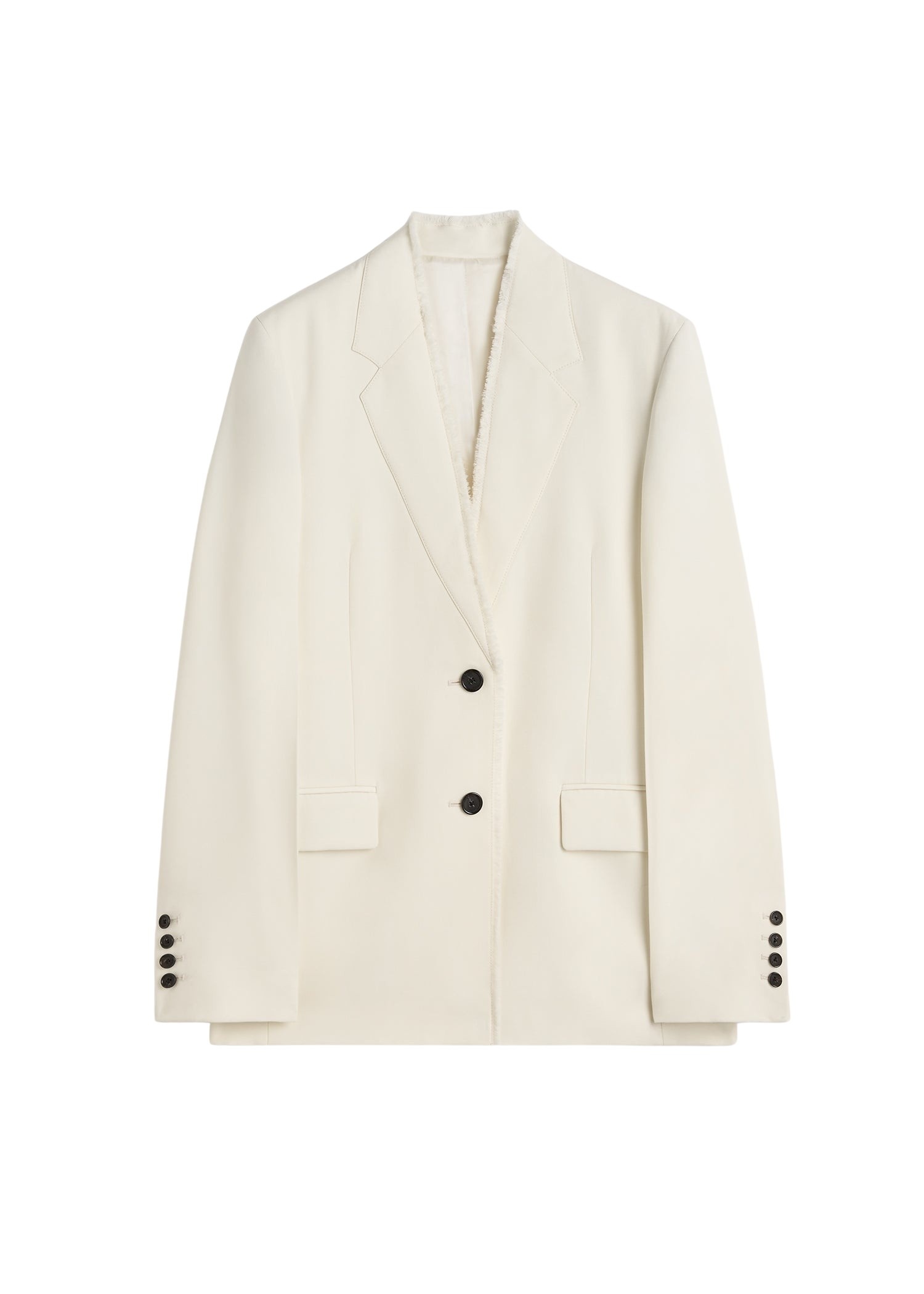 Totême Raw lapel jacket in Ecru - Jackets - Scandinavian Minimalist Luxury at Luxury Shoes 