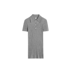 Toteme Ribbed cashmere silk polo in Grey melange Knit