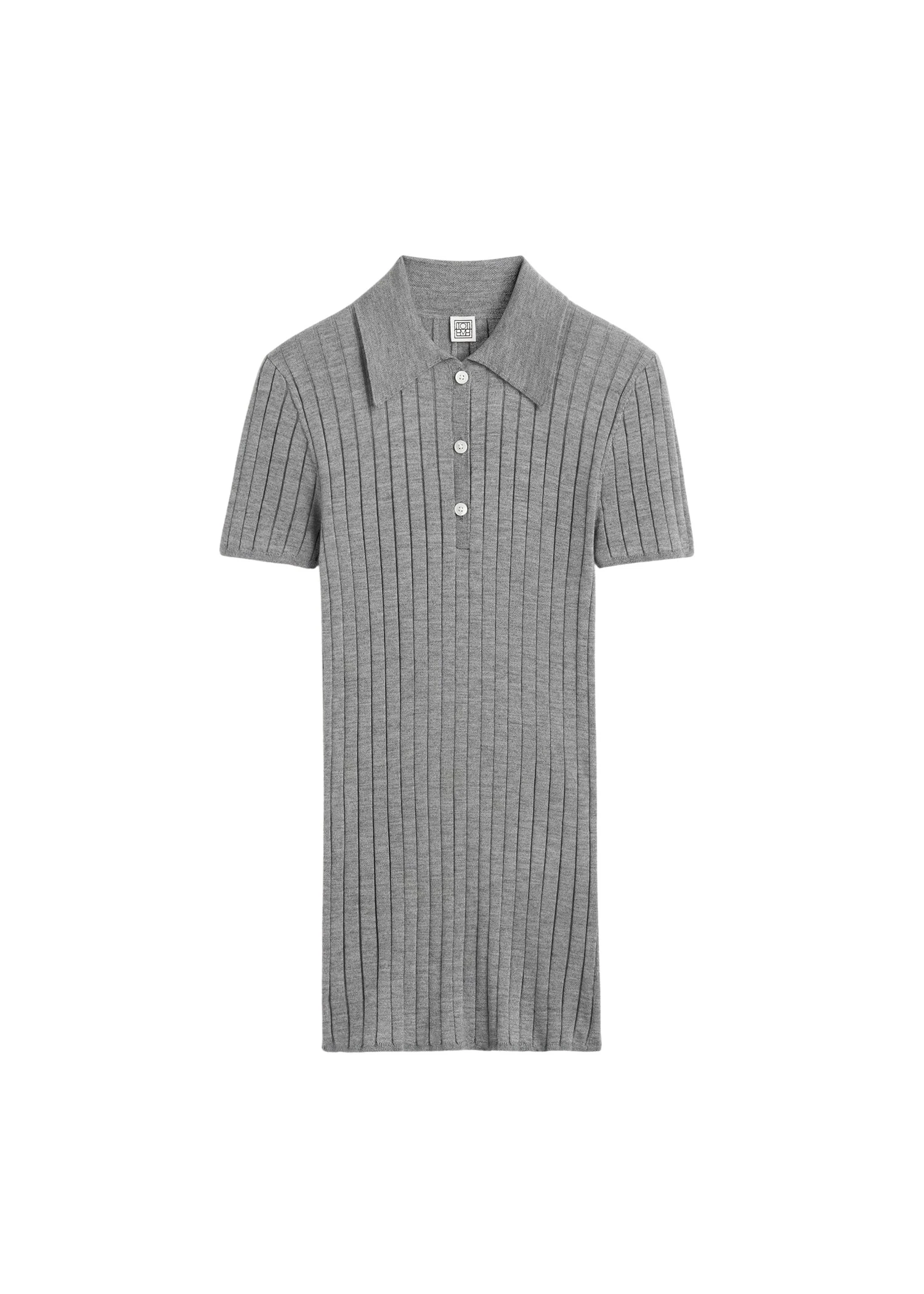 Toteme-Ribbed-cashmere-silk-polo-in-Grey-melange50588_nobg Toteme Ribbed cashmere silk polo in Grey melange Knit