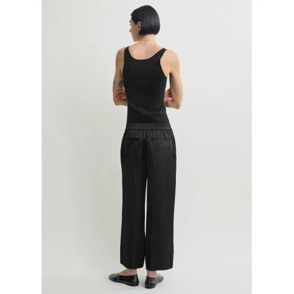 Toteme Satin drawstring trousers in Black, view 4