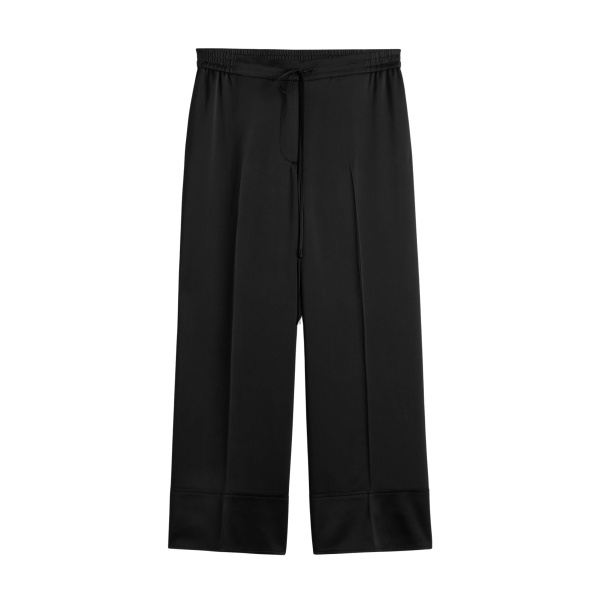 Totême Satin drawstring trousers in Black - Pants - Scandinavian Minimalist Luxury at Luxury Shoes 