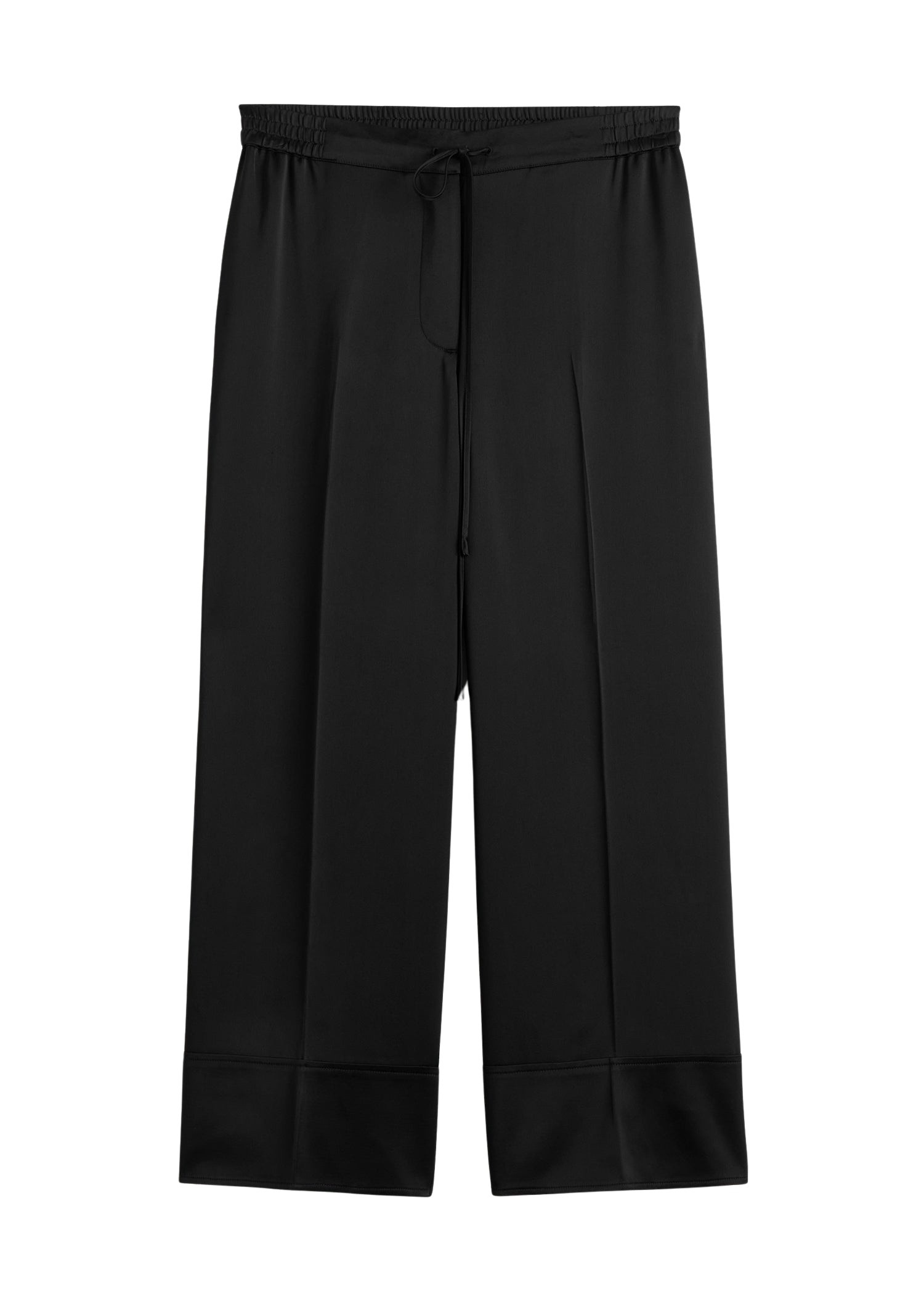 Totême Satin drawstring trousers in Black - Pants - Scandinavian Minimalist Luxury at Luxury Shoes 